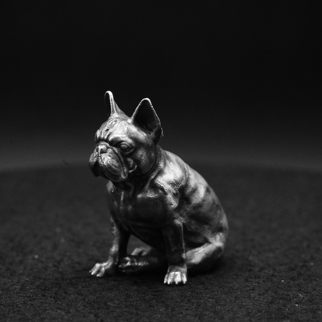 French Bulldog hand poured 999 silver statue collectible by Gold Spartan