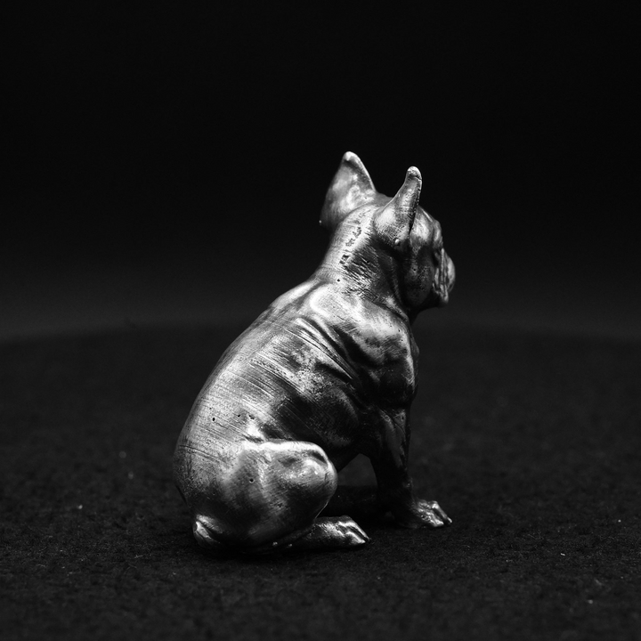 French Bulldog hand poured 999 silver statue collectible by Gold Spartan