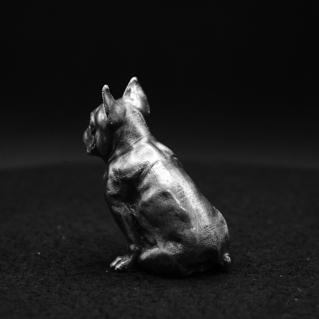 French Bulldog hand poured 999 silver statue collectible by Gold Spartan