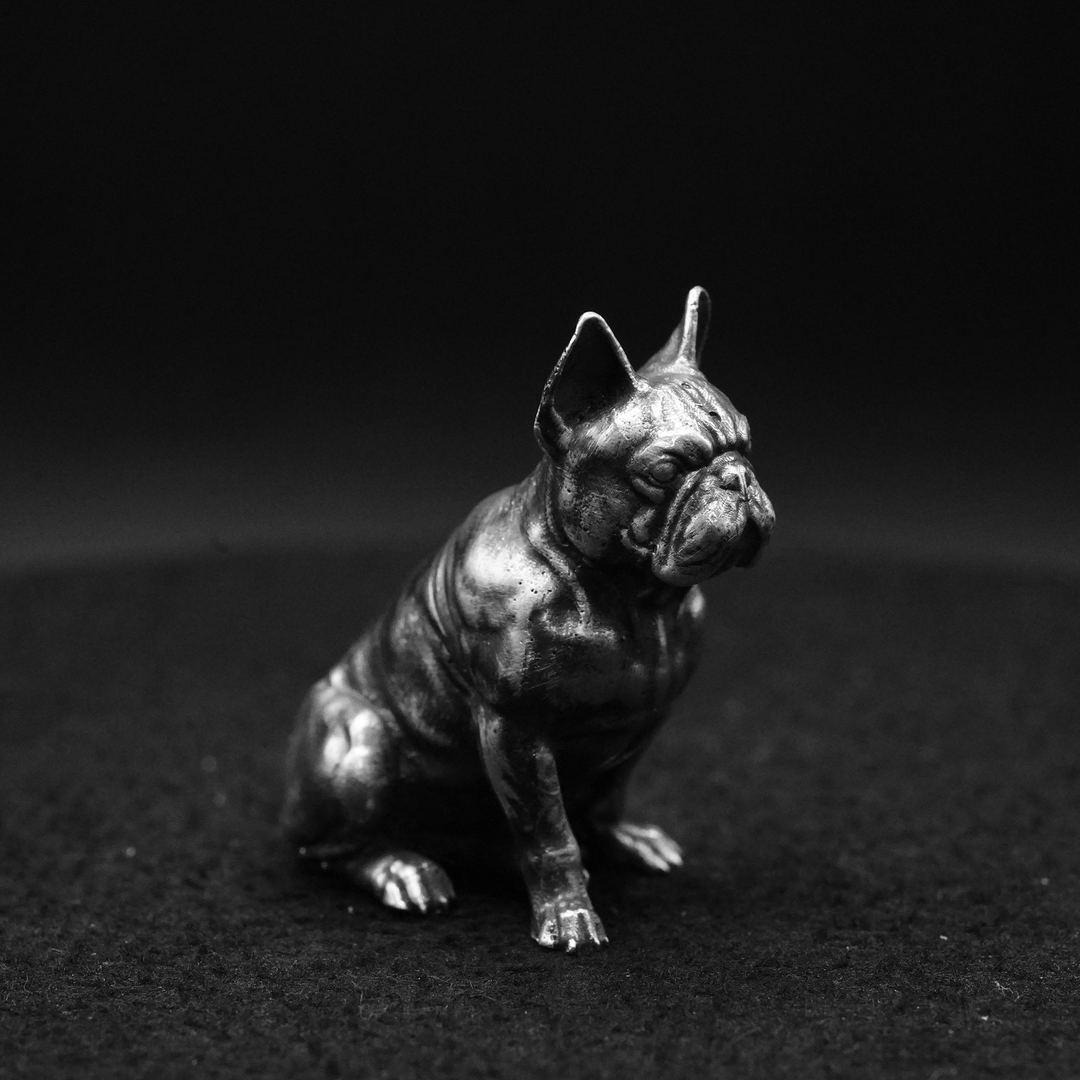 French Bulldog hand poured 999 silver statue collectible by Gold Spartan