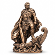 Odysseus 999+ silver collectible statue, profile view showing layered armor detail
