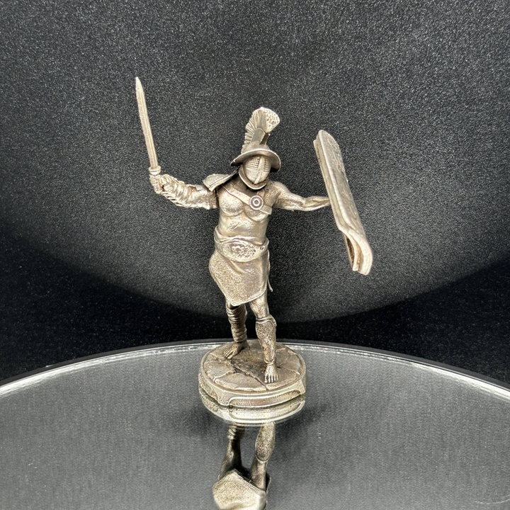 Gladiator Murmillo hand poured 999 silver statue collectible by Gold Spartan