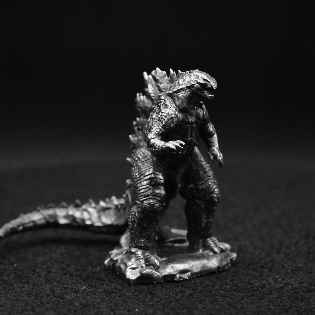 Godzilla hand poured 999 silver statue collectible by Gold Spartan