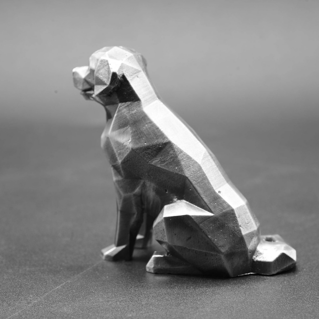 Golden Retriever Low Polygon hand poured 999 silver statue collectible by Gold Spartan