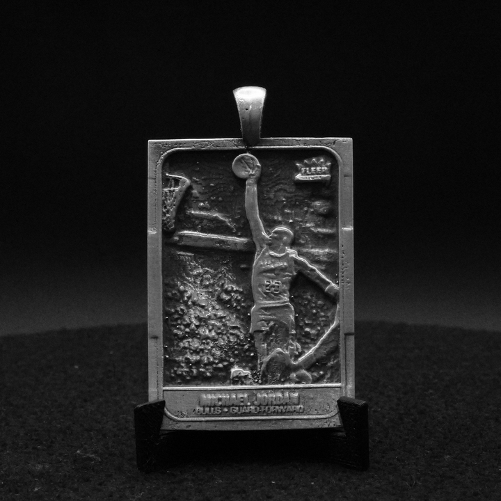 Jordan Rookie Card Pendant hand poured 999 silver statue collectible by Gold Spartan