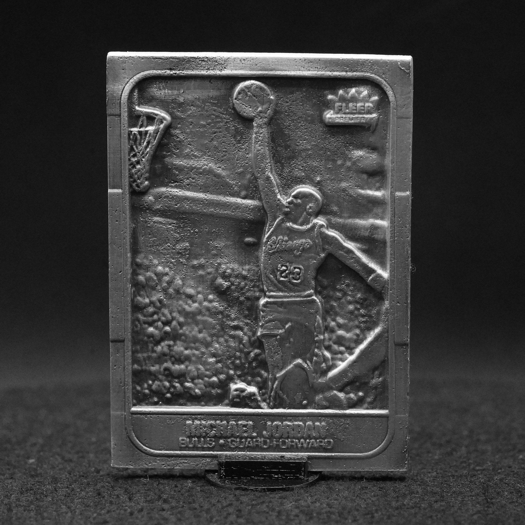 Jordan Rookie Card hand poured 999 silver statue collectible by Gold Spartan