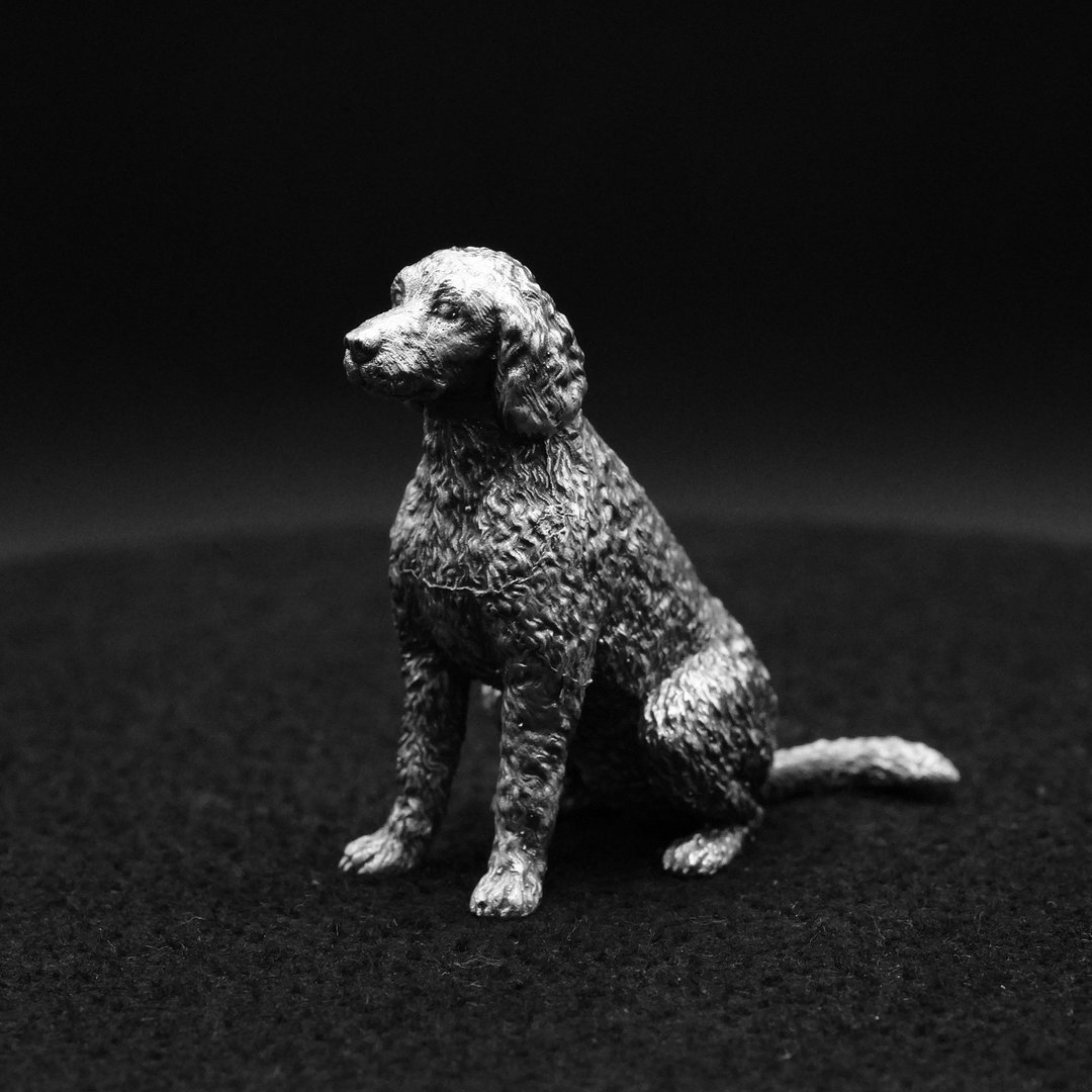 Labradoodle hand poured 999 silver statue collectible by Gold Spartan