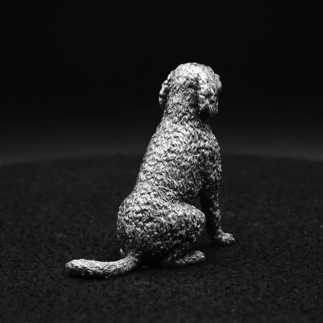 Labradoodle hand poured 999 silver statue collectible by Gold Spartan