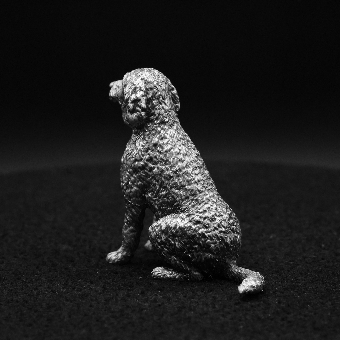 Labradoodle hand poured 999 silver statue collectible by Gold Spartan