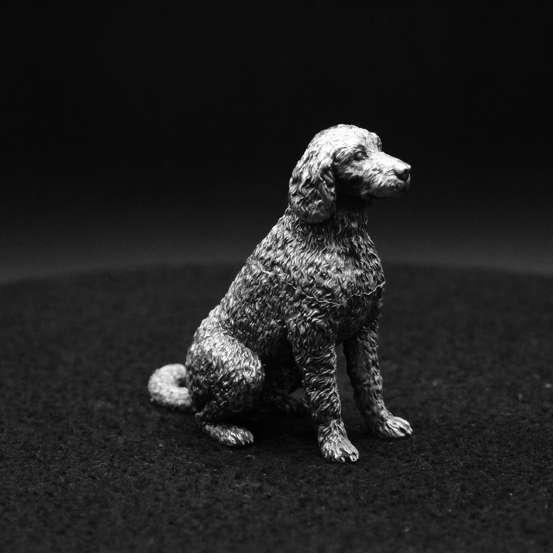 Labradoodle hand poured 999 silver statue collectible by Gold Spartan