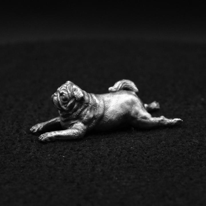 Lazy Pug hand poured 999 silver statue collectible by Gold Spartan