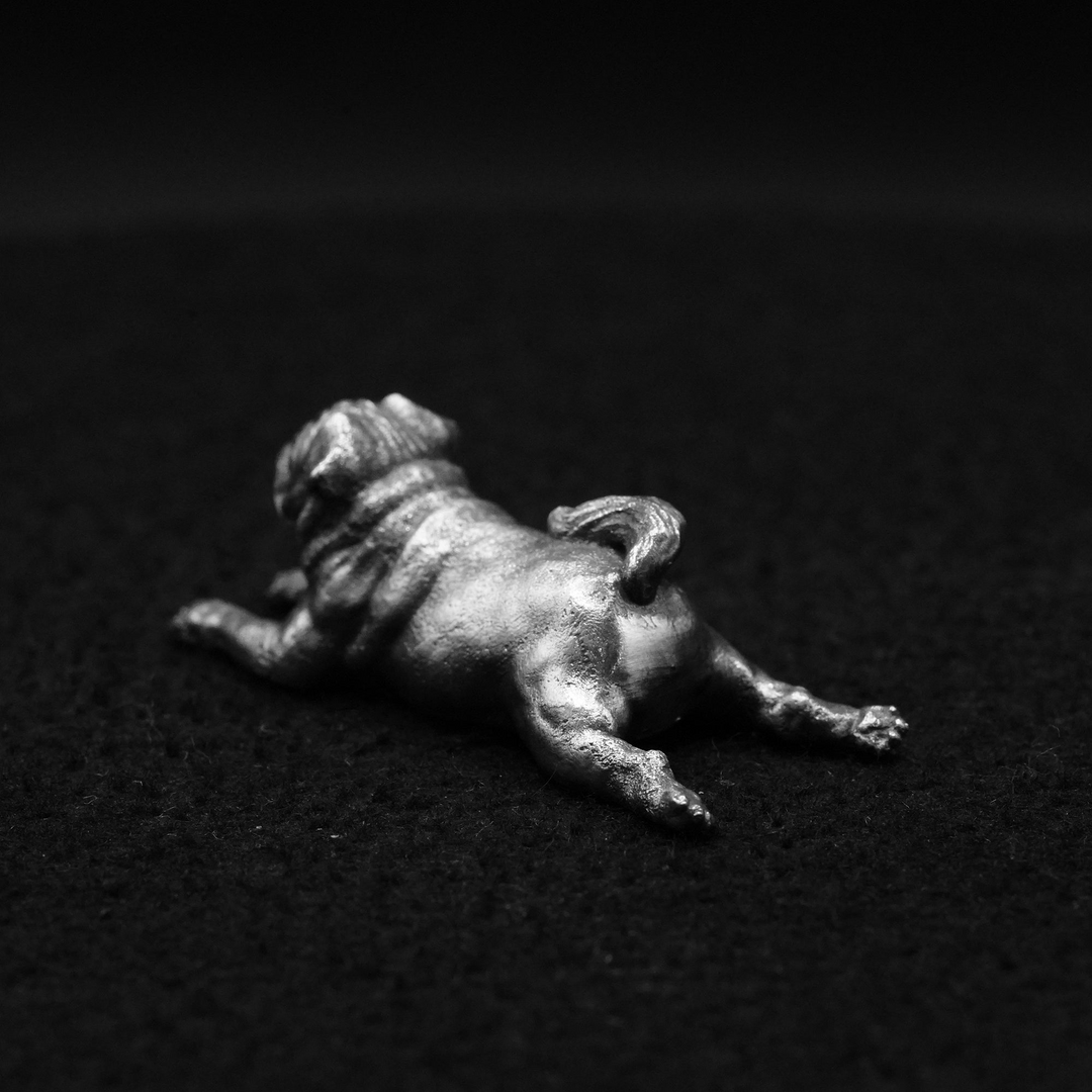 Lazy Pug hand poured 999 silver statue collectible by Gold Spartan