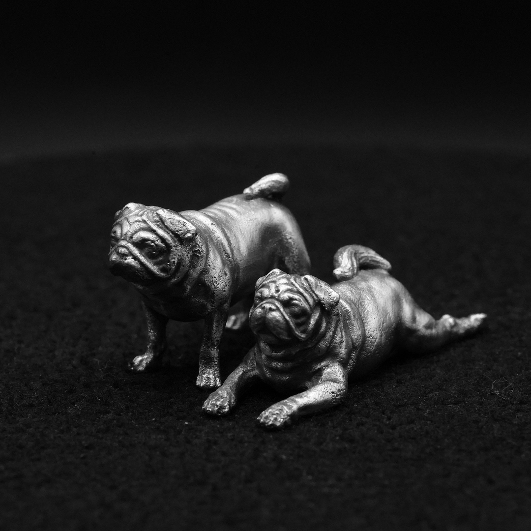 Lazy Pug hand poured 999 silver statue collectible by Gold Spartan