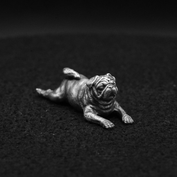 Lazy Pug hand poured 999 silver statue collectible by Gold Spartan