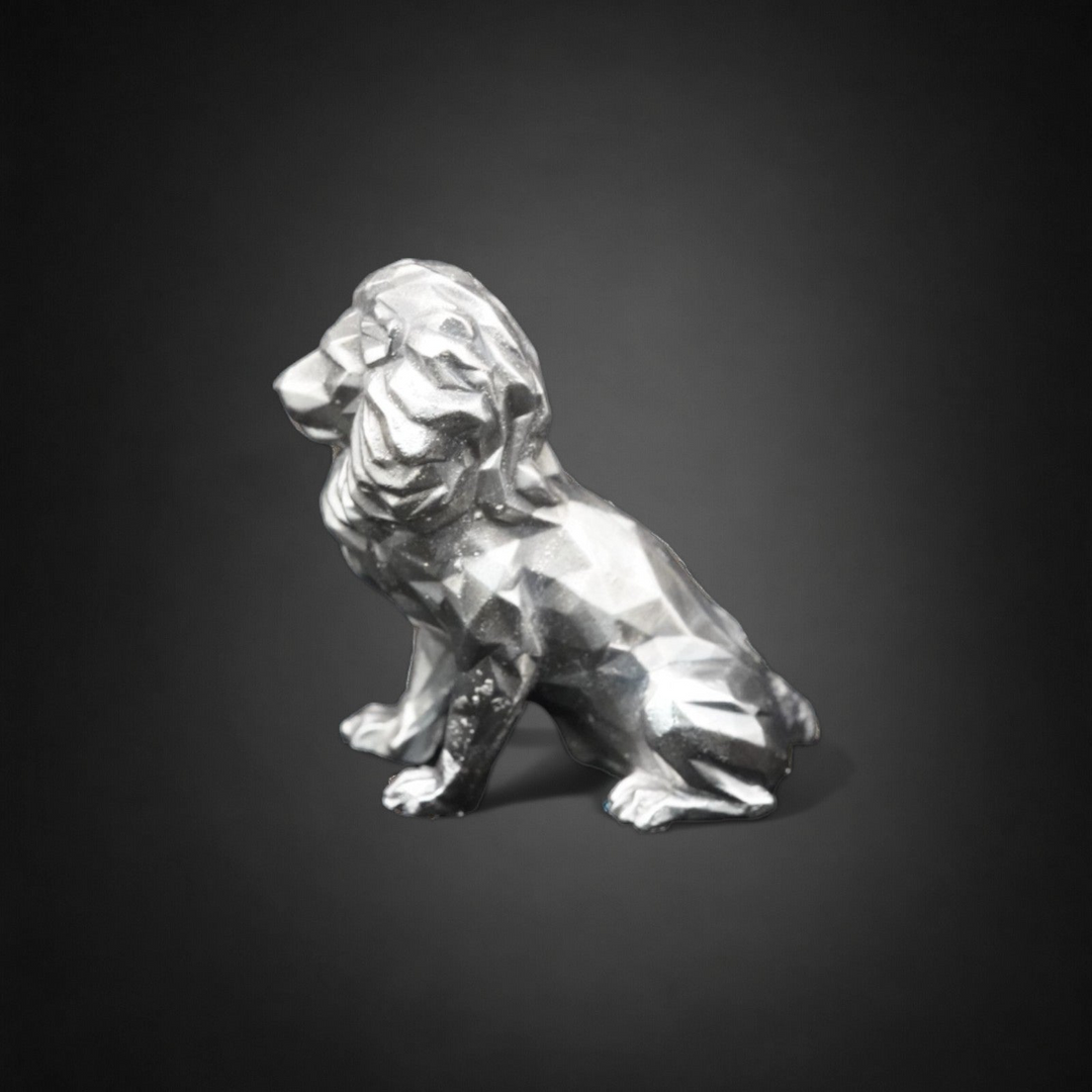 Lion Low Poly hand poured 999 silver statue collectible by Gold Spartan