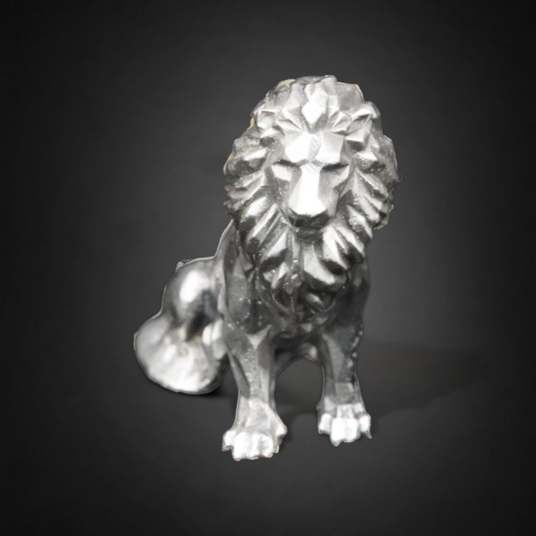 Lion Low Poly hand poured 999 silver statue collectible by Gold Spartan