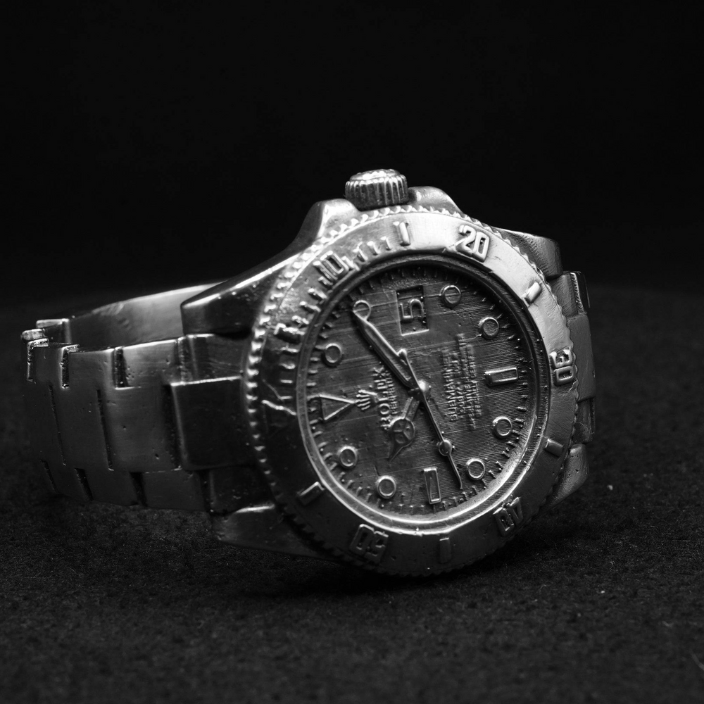 Luxury Watch hand poured 999 silver statue collectible by Gold Spartan