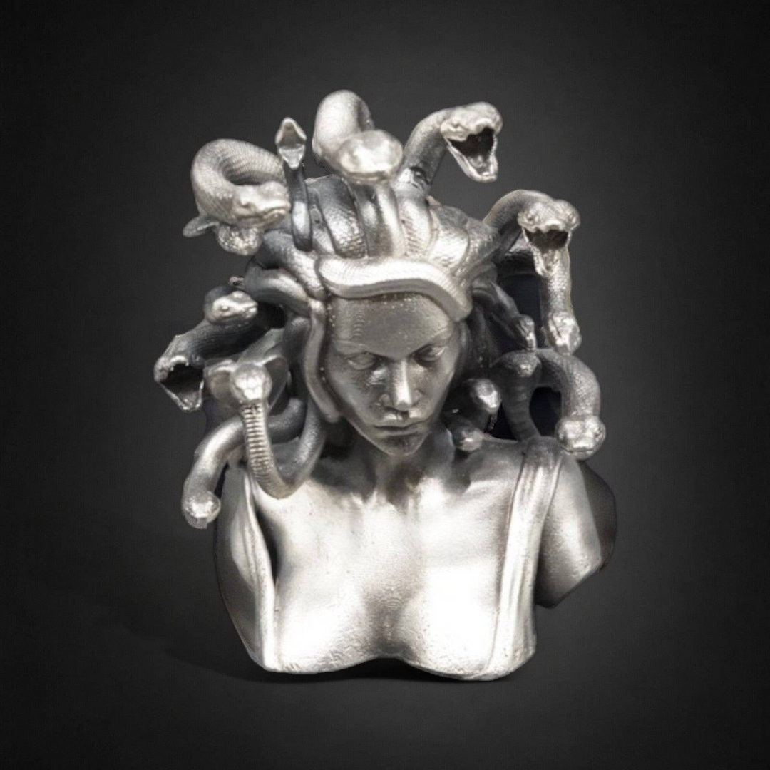 Medusa Bust hand poured 999 silver statue collectible by Gold Spartan