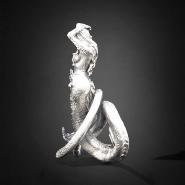 Mermaid hand poured 999 silver statue collectible by Gold Spartan