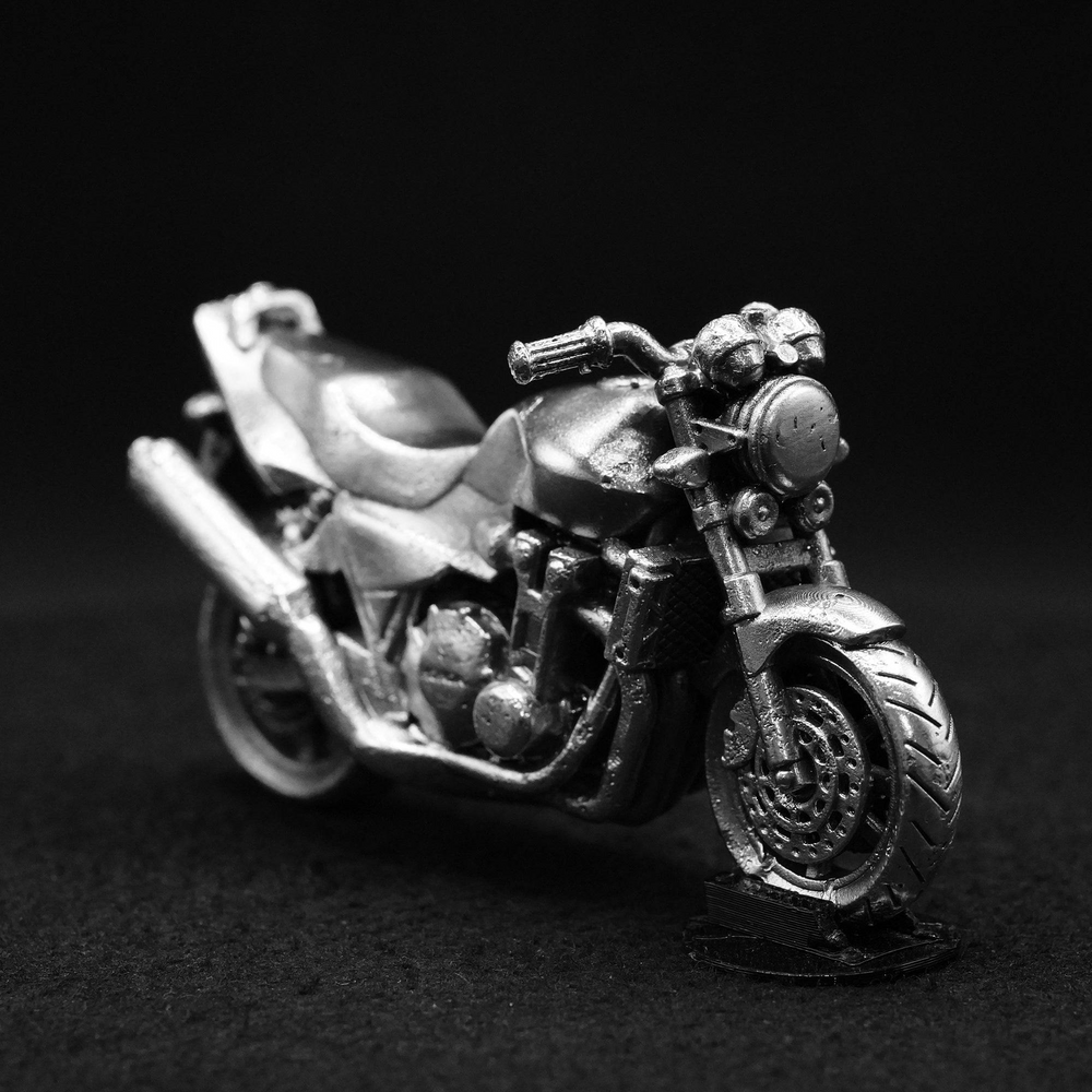 Motorcycle hand poured 999 silver statue collectible by Gold Spartan