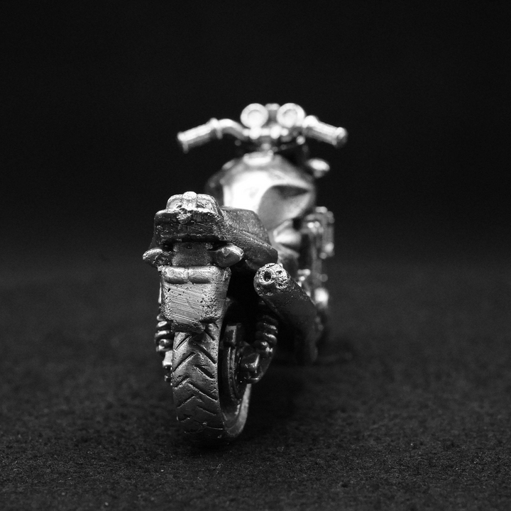 Motorcycle hand poured 999 silver statue collectible by Gold Spartan