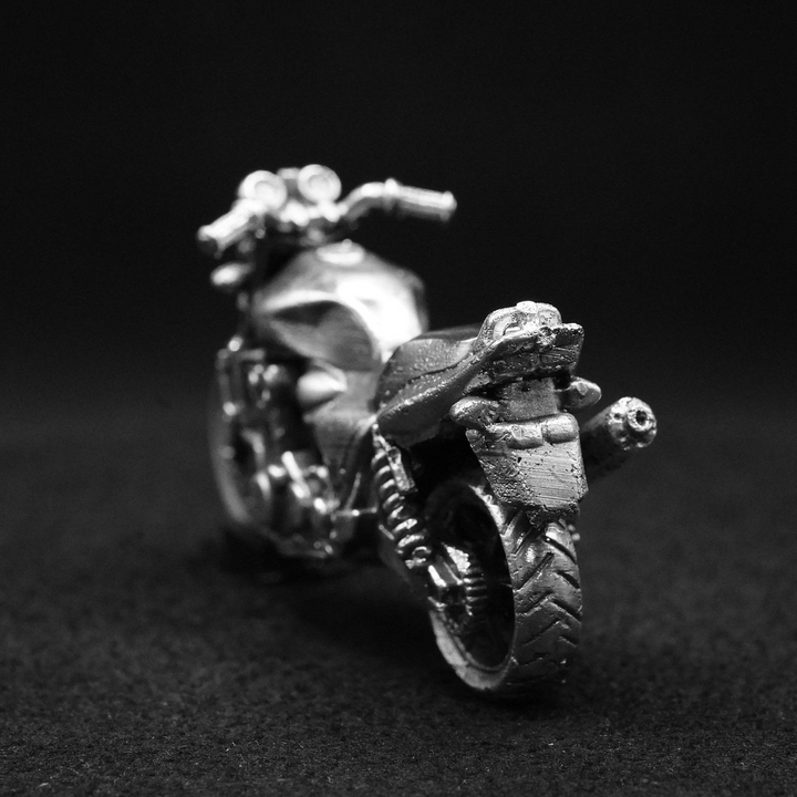 Motorcycle hand poured 999 silver statue collectible by Gold Spartan