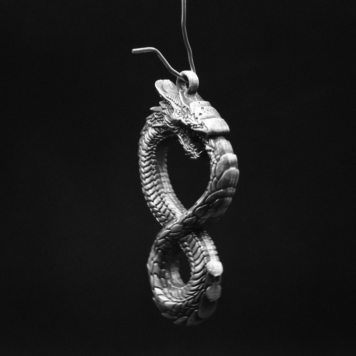 Ouroboros Dragon Pendant hand poured 999 silver statue collectible by Gold Spartan