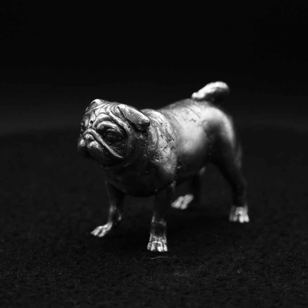 Pug hand poured 999 silver statue collectible by Gold Spartan