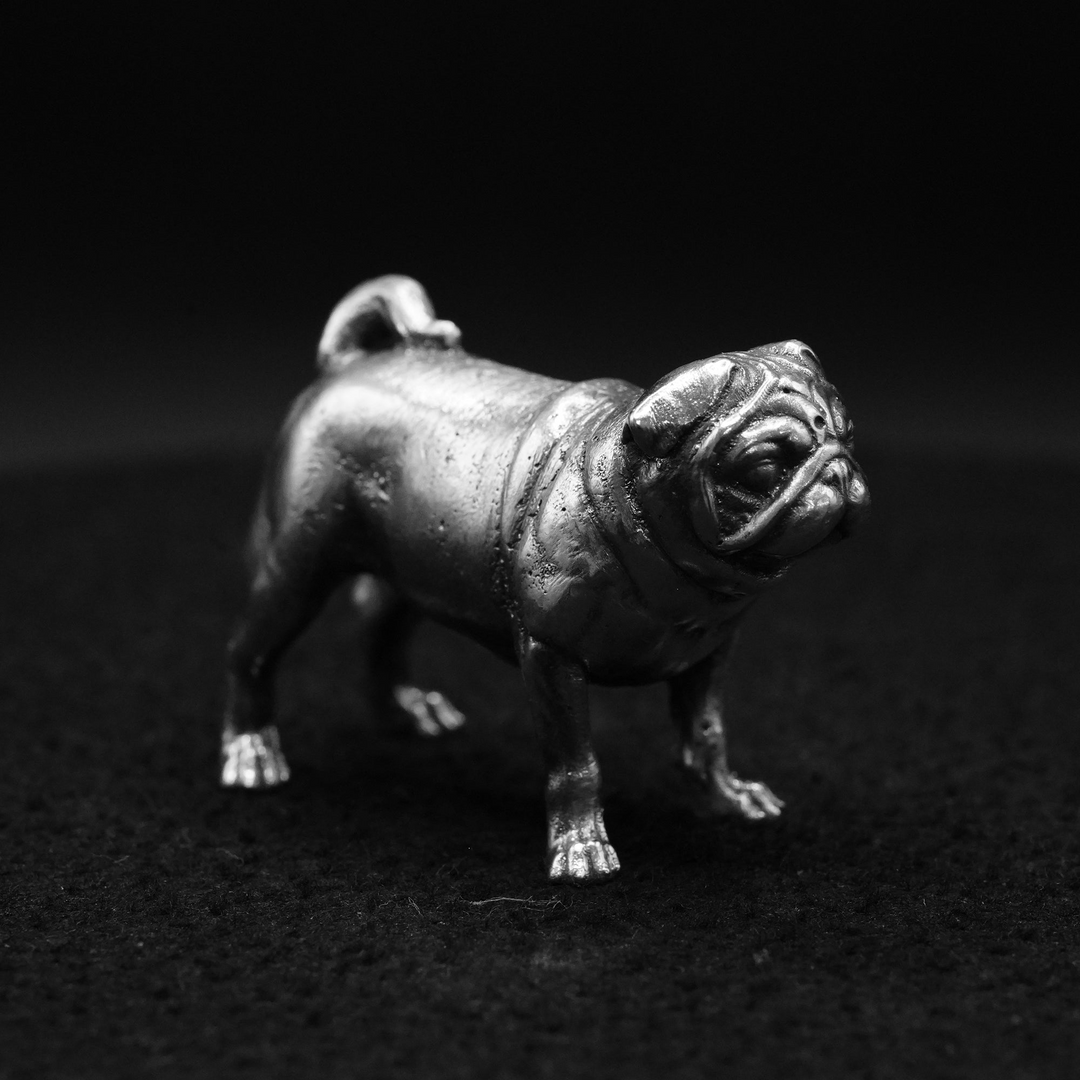 Pug hand poured 999 silver statue collectible by Gold Spartan