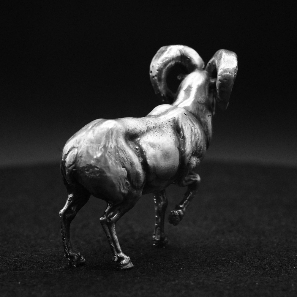 Ram hand-poured 999+ silver statue by Gold Spartan