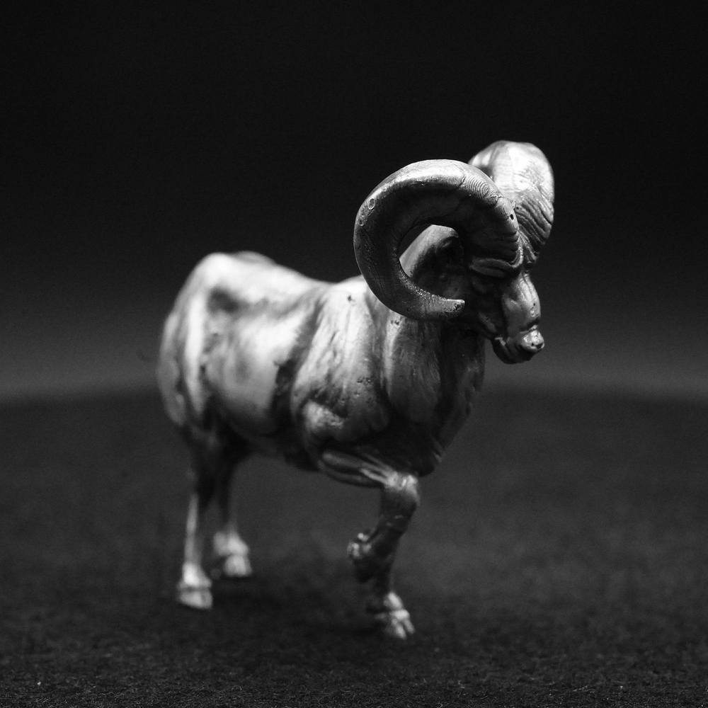 Ram hand-poured 999+ silver statue by Gold Spartan