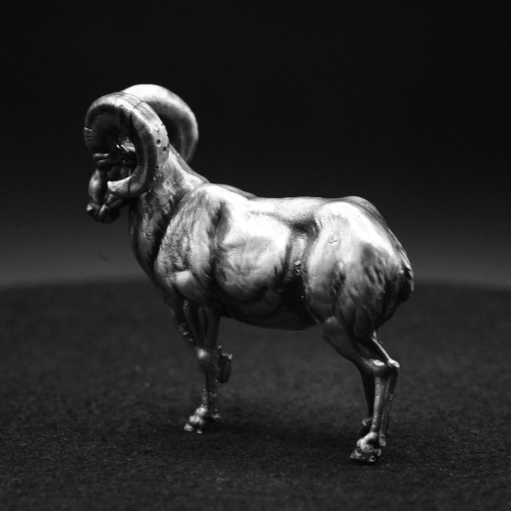 Ram hand-poured 999+ silver statue by Gold Spartan