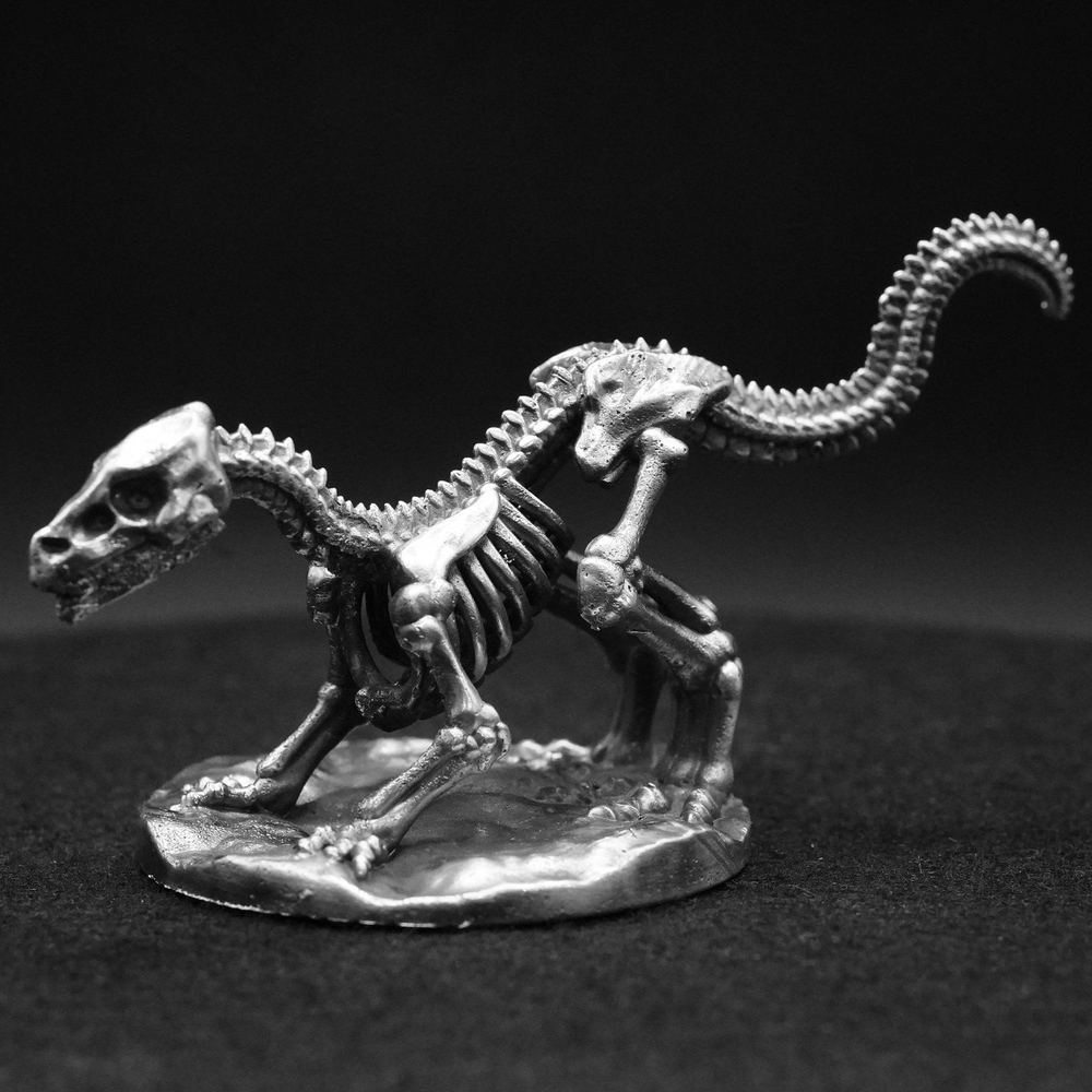 Raptor Skeleton hand-poured 999+ silver statue by Gold Spartan