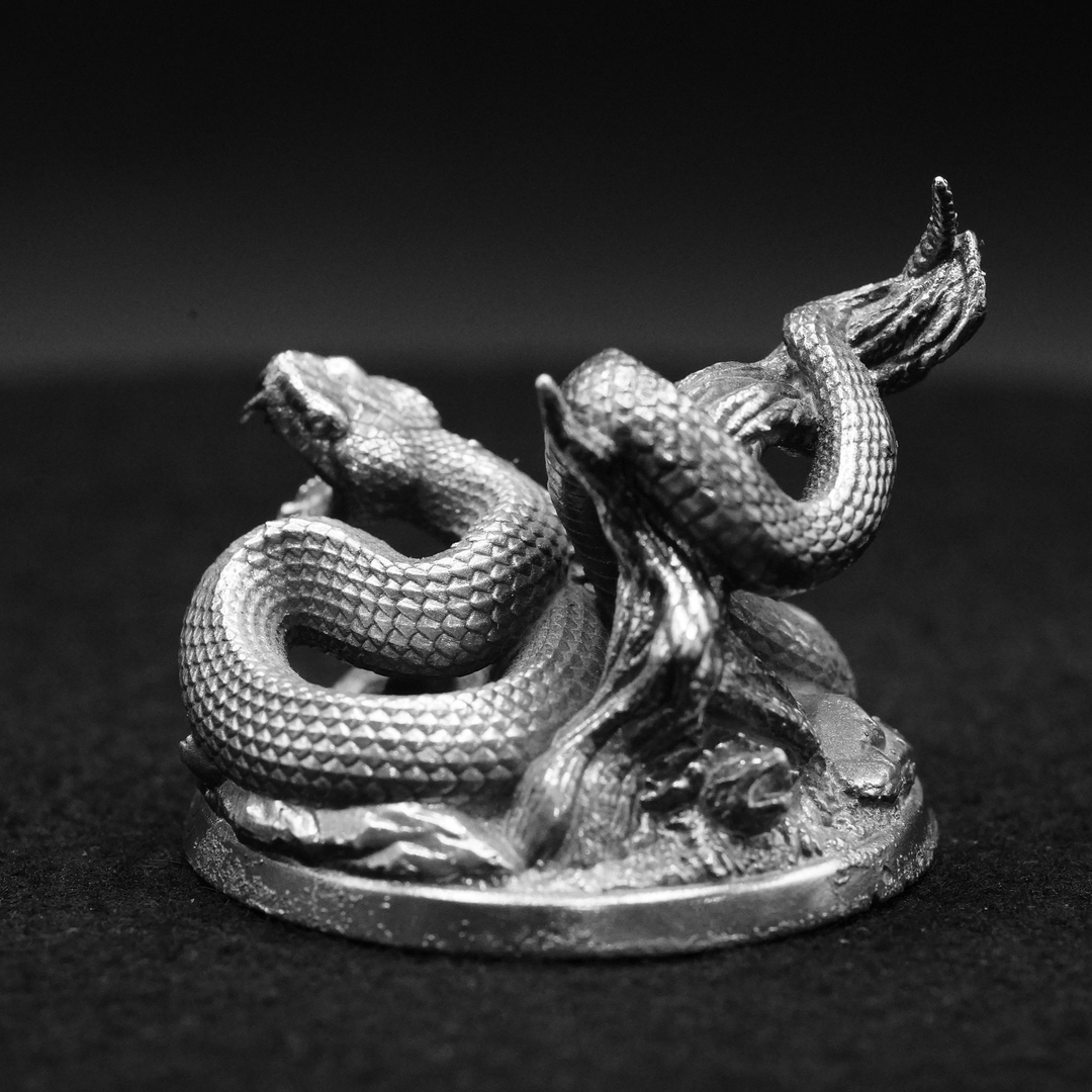 Rattlesnake hand poured 999 silver statue collectible by Gold Spartan