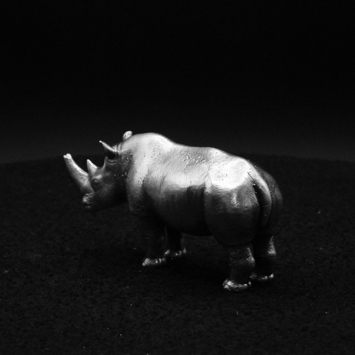 Rhino hand poured 999 silver statue collectible by Gold Spartan