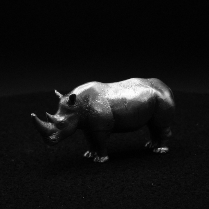 Rhino hand poured 999 silver statue collectible by Gold Spartan