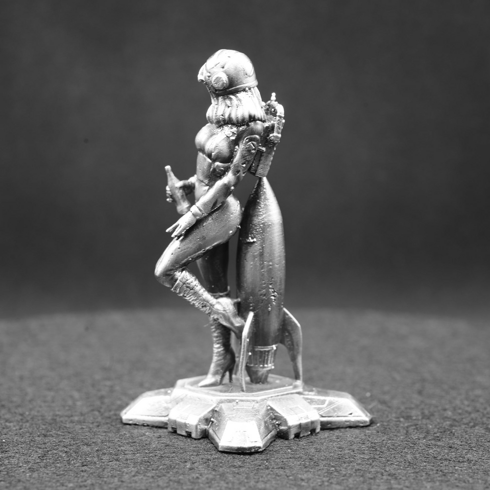 Rocket Girl hand-poured 999+ silver statue by Gold Spartan