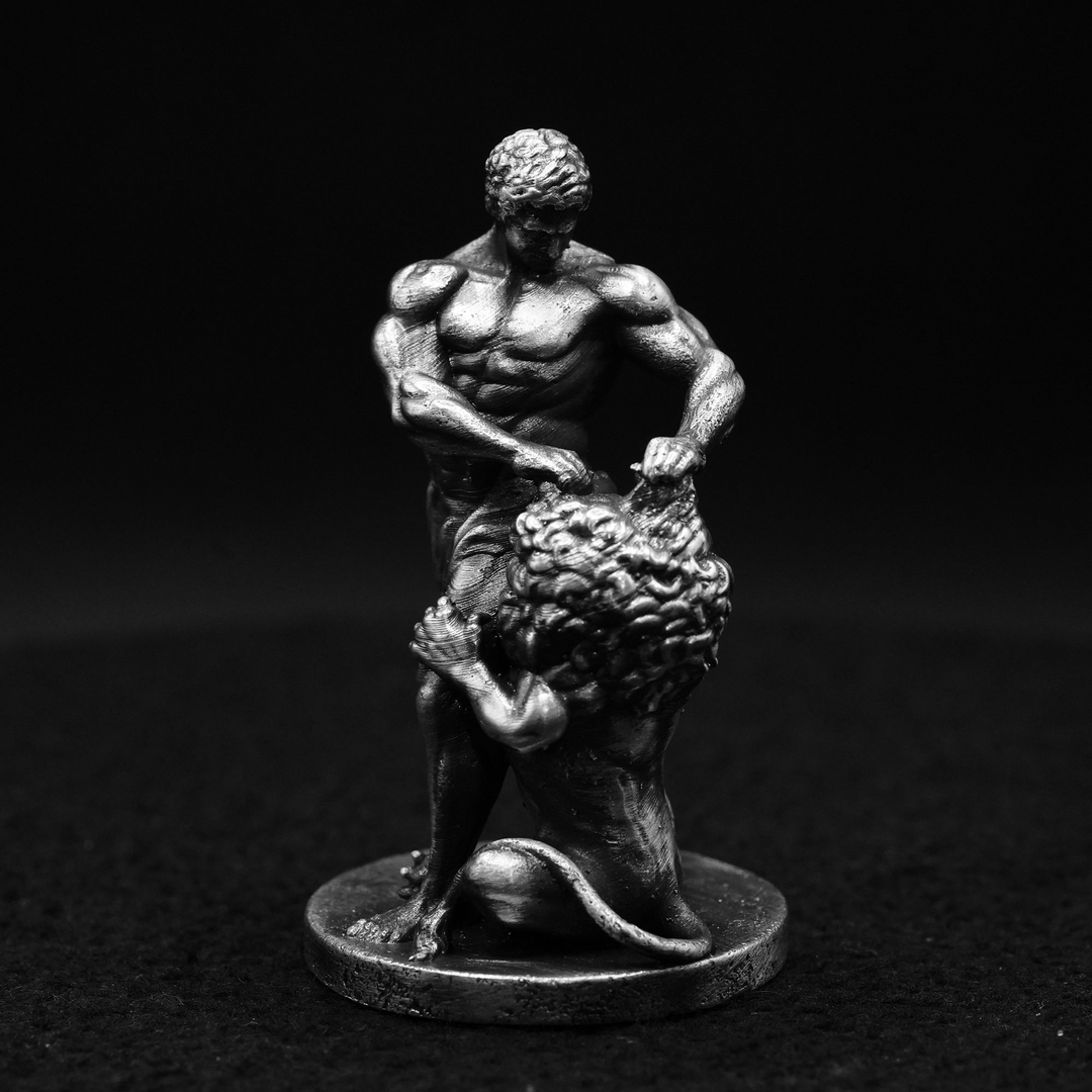 Samson Vs Lion hand poured 999 silver statue collectible by Gold Spartan