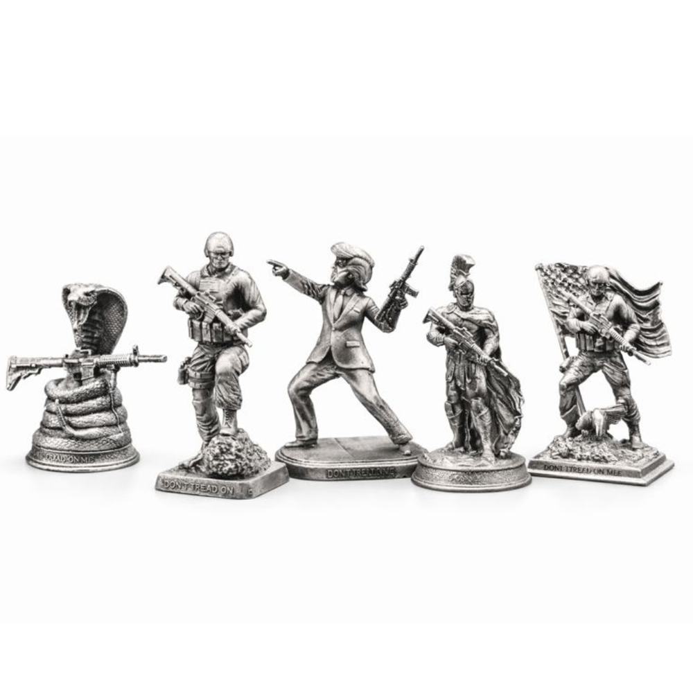 5pc Don't Tread on Me Set hand-poured 999+ silver statue by Gold Spartan