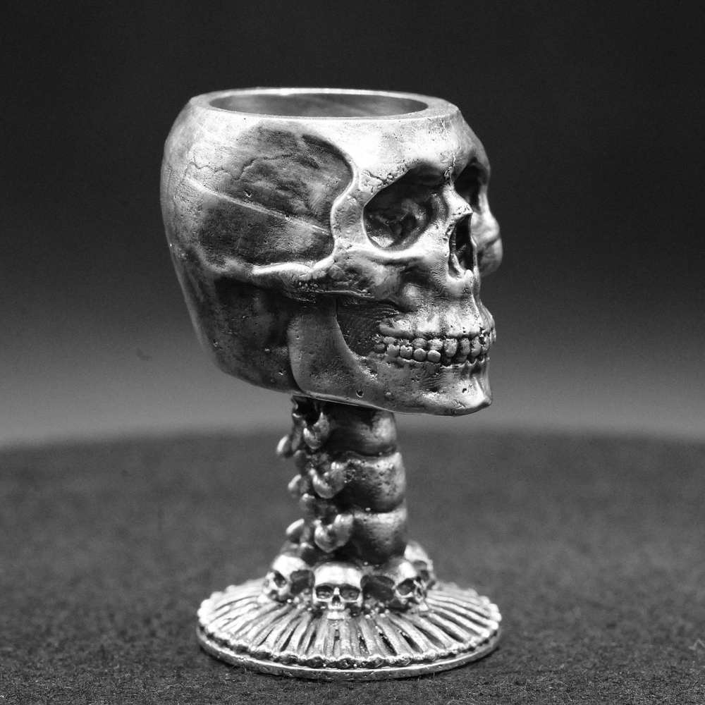 Skull Chalice hand-poured 999+ silver statue by Gold Spartan
