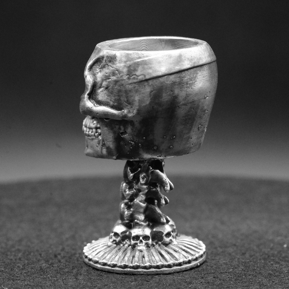 Skull Chalice hand-poured 999+ silver statue by Gold Spartan