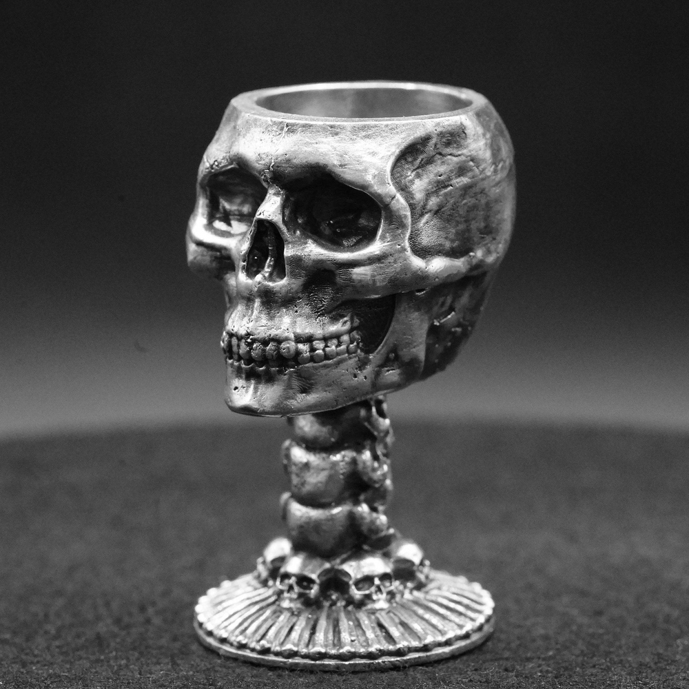 Skull Chalice hand-poured 999+ silver statue by Gold Spartan