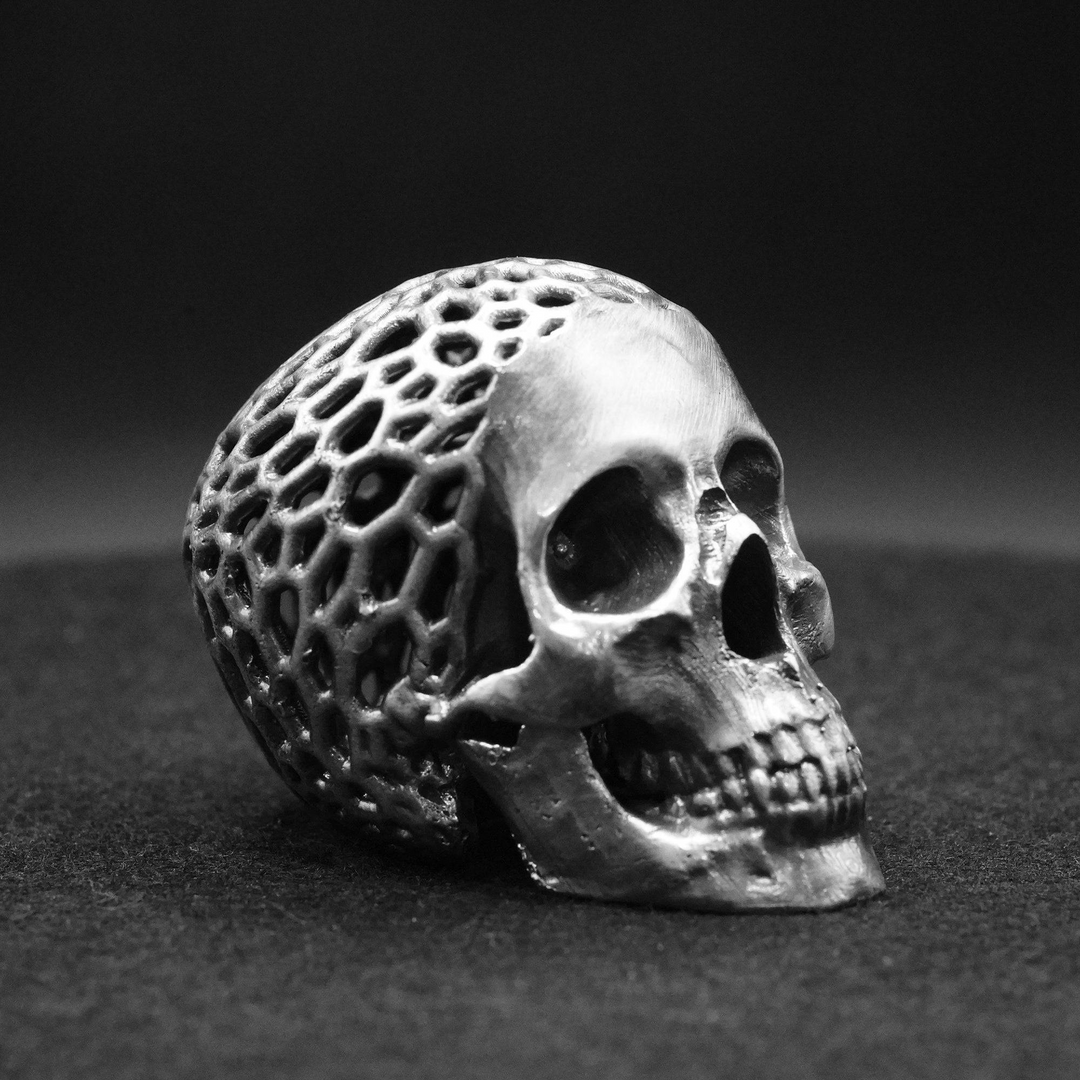 Skull Mesh hand poured 999 silver statue collectible by Gold Spartan