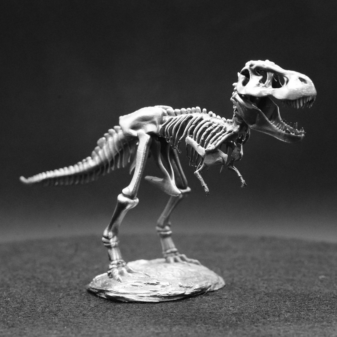 T-Rex Skeleton hand poured 999 silver statue collectible by Gold Spartan