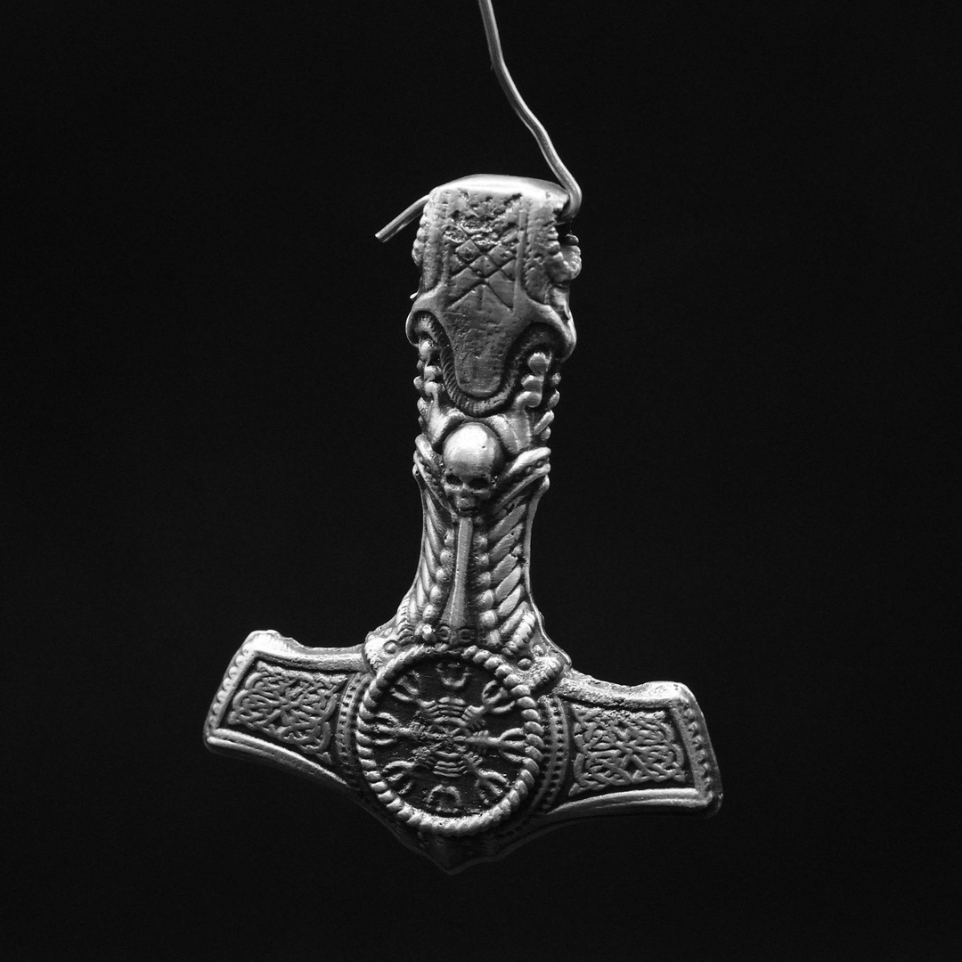 Thor’s Hammer Pendant hand poured 999 silver statue collectible by Gold Spartan