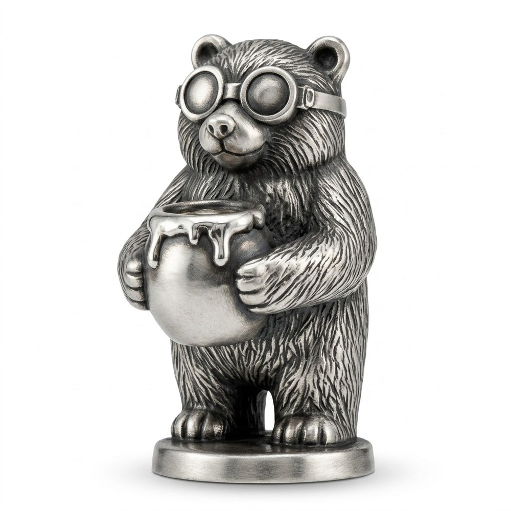 Honey Bear hand-poured 999+ silver statue by Gold Spartan