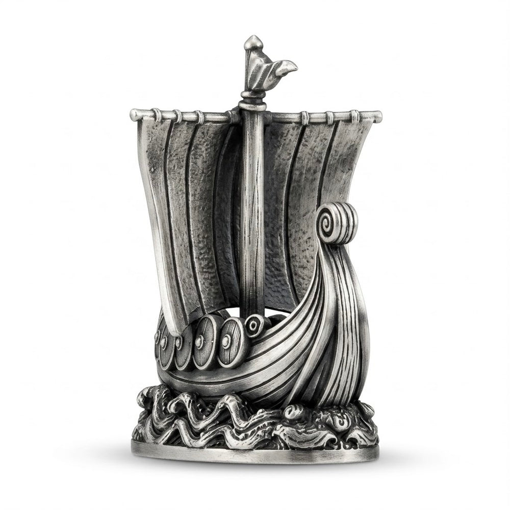 Viking Ship V2 hand-poured 999+ silver statue by Gold Spartan