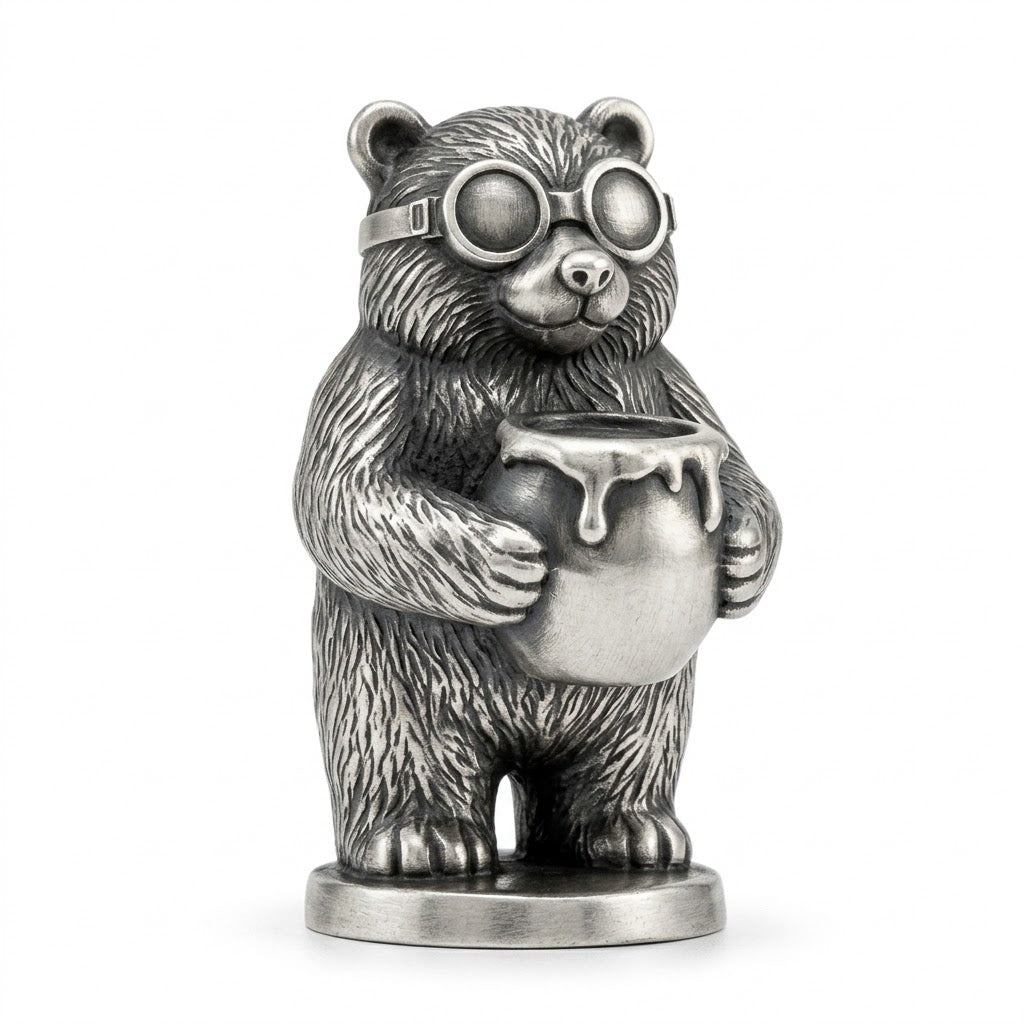 Honey Bear hand-poured 999+ silver statue by Gold Spartan