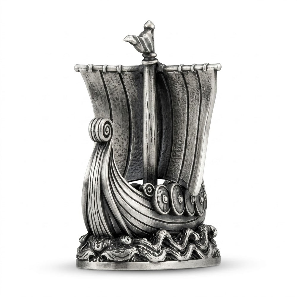 Viking Ship V2 hand-poured 999+ silver statue by Gold Spartan