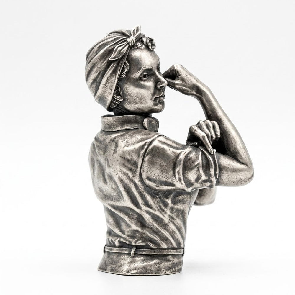 Rosie the Riveter hand-poured 999+ silver statue by Gold Spartan